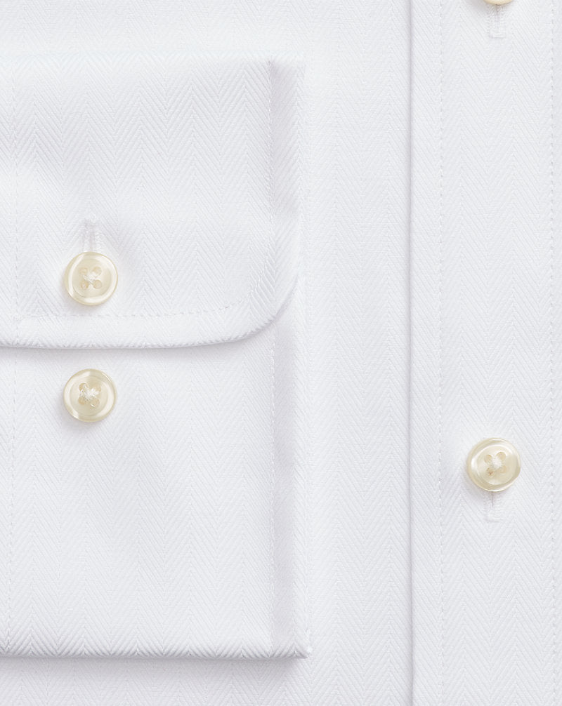 Custom Fit Stretch Herringbone Shirt 5499d White