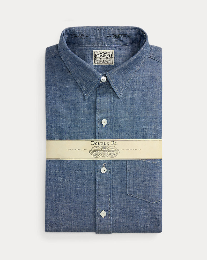 Slim Fit Chambray Shirt Steel Blue