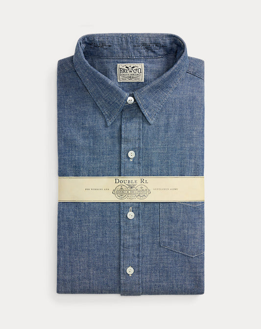 Slim Fit Chambray Shirt Steel Blue
