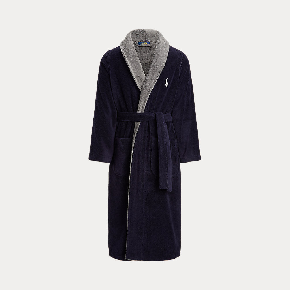 Cotton Terry Robe Navy