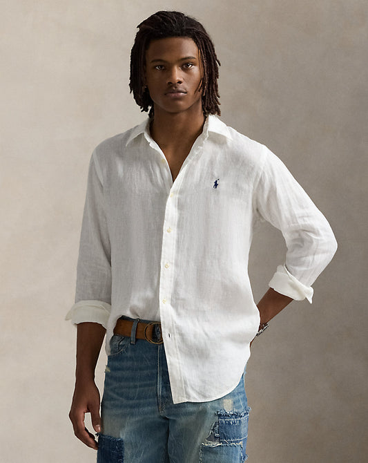 Slim Fit Linen Shirt Ceramic White